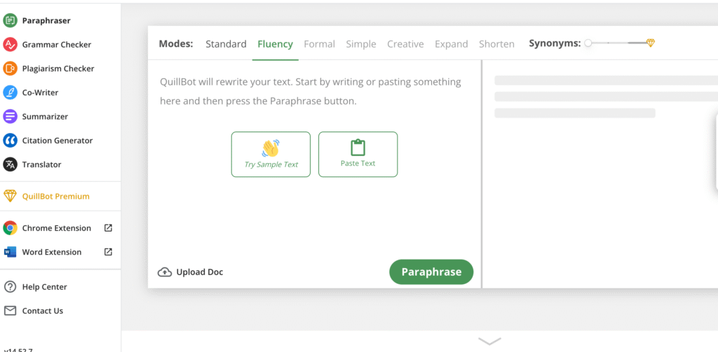 Quillbot landing page