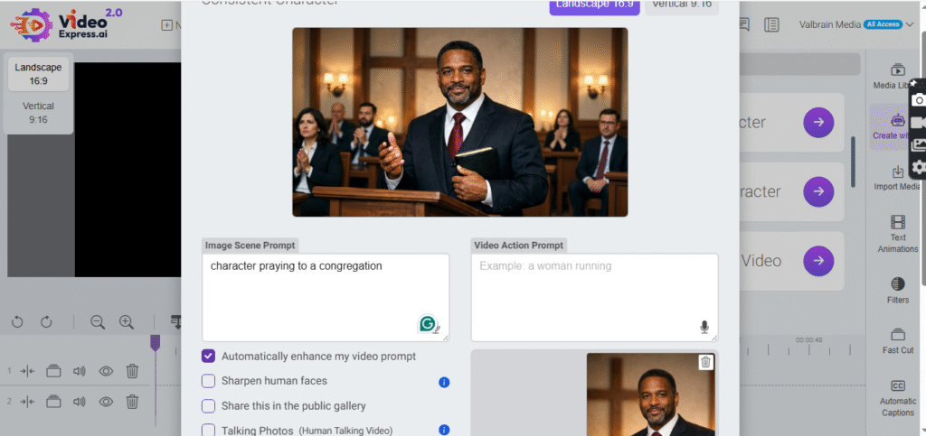 consistent character in video express AI
