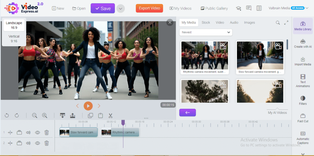 Editing consistent character in VideoExpress AI using timeline editor.