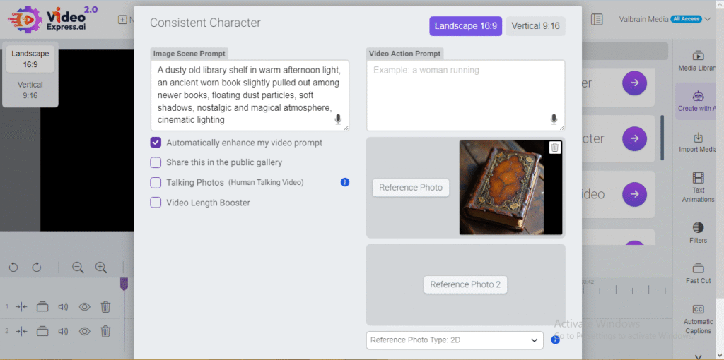 Creating the first cartoon scene in VideoExpress AI