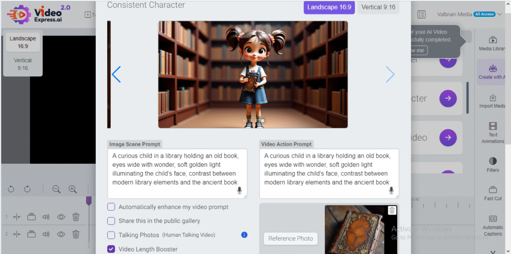 Second cartoon scene created in VideoExpress AI
