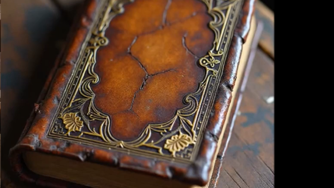 Forgotten book on a dusty library shelf in a cartoon story scene