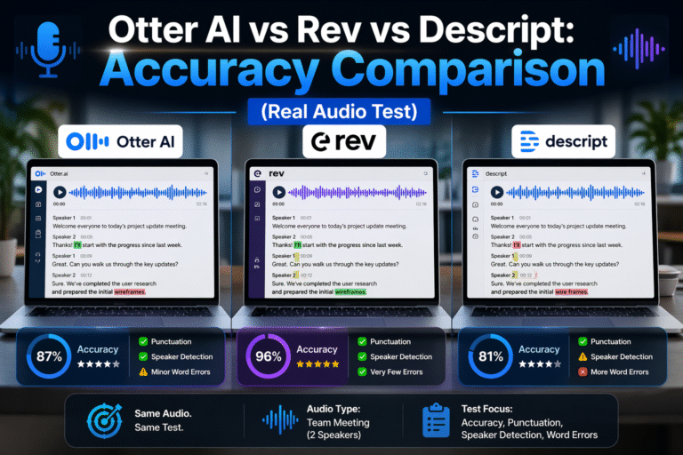 Otter AI vs Rev vs Descript: Accuracy Comparison (Real Audio Test)